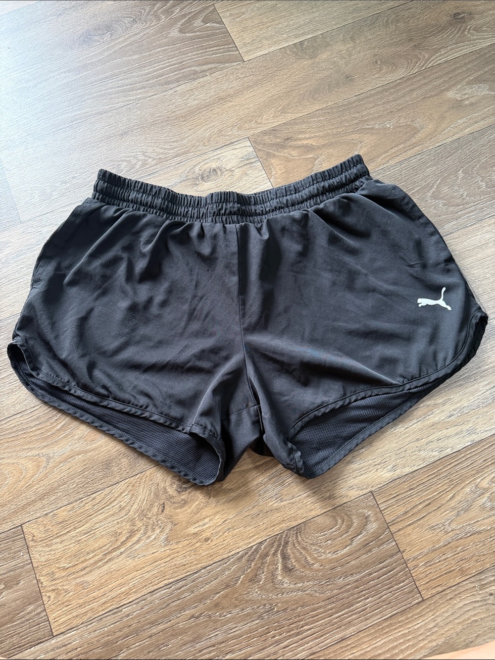 Puma Women's Black Athletic Running Shorts with Logo